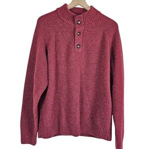Untuckit Gordonne Men's Henley Pullover Sweater Lambswool‎ Maroon, size XL
